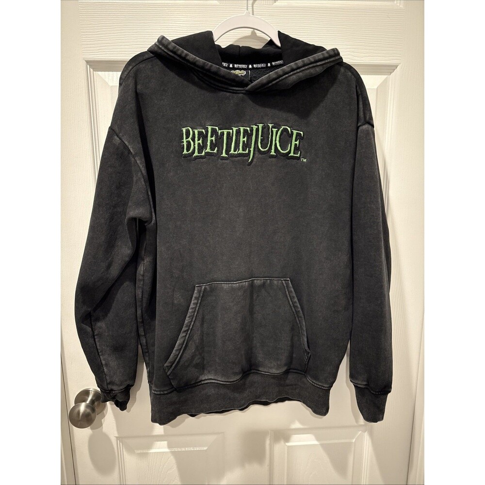 Beetlejuice Hoodie Sweatshirt Embroidered Front Screen Print Back Unisex Small